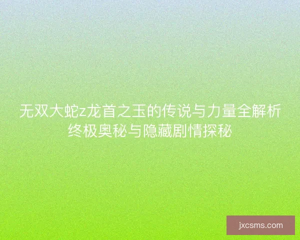 无双大蛇z龙首之玉的传说与力量全解析终极奥秘与隐藏剧情探秘